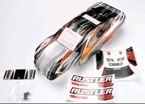 [ TRX-3715 ] Traxxas Body, Rustler VXL, ProGraphix (replacement for the painted body. Graphics are printed, requires paint & final color application)/window, lights decal sheet/ wing and aluminum hardware 