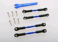 [ TRX-3741A ] Traxxas Turnbuckles, aluminum (blue-anodized), camber links, front, 39mm (2), rear, 49mm (2) (assembled w/rod ends & hollow balls)/ wrench -TRX3741A
