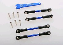 [ TRX-3741A ] Traxxas Turnbuckles, aluminum (blue-anodized), camber links, front, 39mm (2), rear, 49mm (2) (assembled w/rod ends &amp; hollow balls)/ wrench -TRX3741A