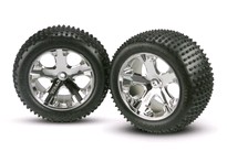 [ TRX-3770 ] Traxxas Tires & wheels, assembled, glued (2.8") (All-Star chrome wheels) -TRX3770 