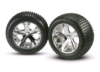 [ TRX-3770 ] Traxxas Tires &amp; wheels, assembled, glued (2.8&quot;) (All-Star chrome wheels) -TRX3770 