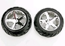 [ TRX-3773 ] Traxxas Tires & wheels, assembled, glued (All Star chrome wheels, Anaconda tires, foam inserts) (electric rear) (1 left, 1 right) -TRX3773 