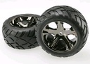 [ TRX-3773A ] Traxxas Tires & wheels, assembled, glued (All Star black chrome wheels, Anaconda tires) -TRX3773A
