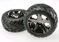 [ TRX-3773A ] Traxxas Tires &amp; wheels, assembled, glued (All Star black chrome wheels, Anaconda tires) -TRX3773A