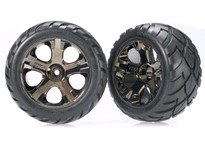 [ TRX-3776A ] Traxxas Tires & wheels, assembled, glued (All-Star black chrome wheels, Anaconda tires, foam inserts) (1 left, 1 right) -TRX3776A
