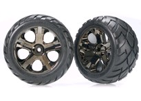 [ TRX-3776A ] Traxxas Tires &amp; wheels, assembled, glued (All-Star black chrome wheels, Anaconda tires, foam inserts) (1 left, 1 right) -TRX3776A