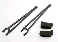 [ TRX-3927 ] Traxxas Hold downs, battery, left & right (2)/ foam spacers (2) (fits standard battery packs) 