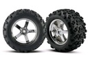 [ TRX-4973R  Traxxas] Tires & wheels, assembled, glued (Hurricane chrome wheels, Maxx tires (6.3" outer diameter), foam inserts) (2) (fits Revo/Maxx series) 