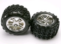 [ TRX-5174 ] Traxxas Tires & wheels, assembled, glued (SS (Split Spoke) chrome wheels, Talon tires, foam inserts) (2) (fits Maxx/Revo series) -TRX5174 