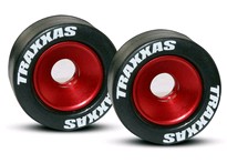 [ TRX-5186 ] Traxxas Wheels, aluminum (red-anodized) (2)/ 5x8mm ball bearings (4)/ axles (2)/ rubber tires (2) -TRX5186 