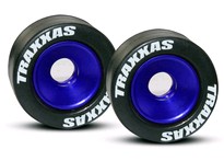 [ TRX-5186A ] Traxxas Wheels, aluminum (blue-anodized) (2)/ 5x8mm ball bearings (4)/ axles (2)/ rubber tires (2) -TRX5186A