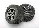 [ TRX-5374X ] Traxxas Tires & wheels, assembled, glued (Gemini black chrome wheels, Talon tires, 17 mm) 