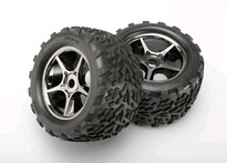 [ TRX-5374X ] Traxxas Tires &amp; wheels, assembled, glued (Gemini black chrome wheels, Talon tires, 17 mm) -TRX5374X