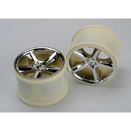 [ TRX-5372 ] Traxxas Wheels, Gemini 3.8" (chrome) (2) (also fits Maxx series) 
