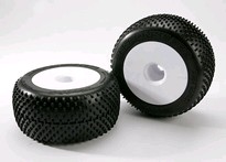 [ TRX-5375R ] Traxxas Tires & wheels, assembled, glued (white dished 3.8" wheels, Response Pro tires, foam inserts) (2) (use with 17mm splined wheel hubs and wheel nuts, part #5353X) 