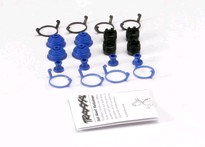 [ TRX-5378X ] Traxxas Pivot ball caps (4)/ dust boots, (4)/ dust plugs, (4)/ dust boot retainers, (4),  blue (4) (2 pkgs. req. to complete truck) 