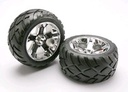 [ TRX-5576R ] Traxxas Tires & wheels, assembled, glued (All-Star chrome wheels, Anaconda tires, foam inserts) (nitro rear/ electric front) (1 left, 1 right) -TRX5576R