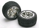 [ TRX-5573 ] Traxxas Tires & wheels, assembled, glued (Jato Twin-Spoke wheels, Victory tires, foam inserts) (nitro rear) (2) 