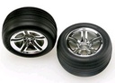 [ TRX-5574R ] Traxxas Tires & wheels, assembled, glued (2.8") (Jato Twin-Spoke wheels, Alias ribbed tires, foam inserts) (nitro front) (2) 