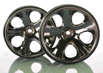 [ TRX-5576A ] Traxxas Wheels, All-Star 2.8" (black chrome) (nitro rear/ electric front) (2) 