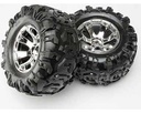 [ TRX-5673 ] Traxxas Tires & wheels, assembled, glued (Geode chrome wheels, Canyon AT tires, foam inserts) (2) (use with beadlock-style sidewall protectors #5666, #5667) -TRX5673 