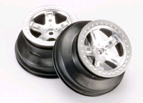 [ TRX-5872 ] Traxxas Wheels, SCT satin chrome, beadlock style, dual profile (2.2" outer, 3.0" inner) (rear) 