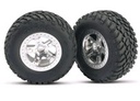 [ TRX-5873 ] Traxxas Tires & wheels, assembled, glued (SCTsatin chrome wheels, SCT off-road racing tire) (2) (rear) 