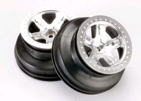 [ TRX-5874 ] Traxxas Wheels, SCT satin chrome, beadlock style, dual profile (2.2" outer, 3.0" inner) (front) -TRX5874 
