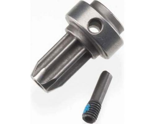 [ TRX-6888X ] Traxxas Drive hub, front, hardened steel (1)/ screw pin (1) (fits Slash 4x4) 