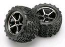 [ TRX-7174A ] Traxxas Tires and wheels, assembled, glued (Gemini black chrome wheels, Talon tires, ) (2) 