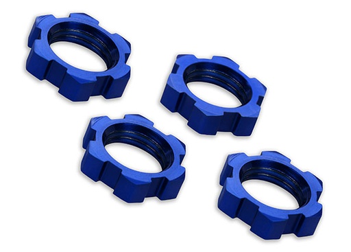[ TRX-7758 ] Traxxas Wheel nuts, splined, 17mm, serrated (blue-anodized) (4)  - TRX7758