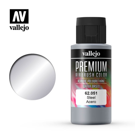 [ VAL62051 ] Vallejo Premium Airbrush Color Steel 60ml