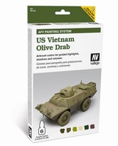 [ VAL78412 ] Vallejo AFV US Vietnam Olive Drab Set (6)