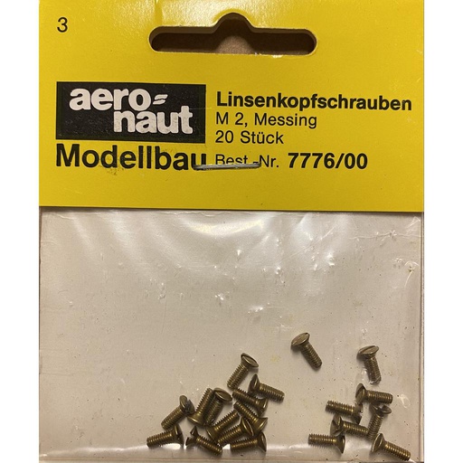 [ AE7776-00 ] messing vijzen m2  verzonken kop (20st)