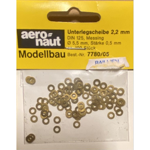 [ AE7780-05 ] aeronaut messing rondellen 2.2 mm  5.5 mm 100st