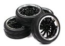 [ INC23442BLACK ] dual 6 spoke complete wheel & tire set for drift 