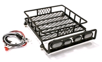 [ INC25435BLACK ] Realistic 1/10 Scale Metal Luggage Tray 140x118mm with 4 LED Spot Light Set 
