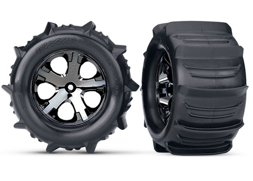 [ TRX-3689 ] Traxxas Paddle Tires & wheels glued 2.8, black chrome wheels -TRX3689 