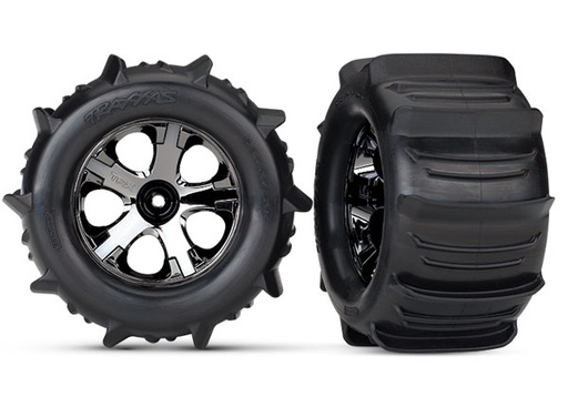 [ TRX-4175 ] Traxxas paddle Tires & wheels glued 2.8 black chrome -TRX4175 