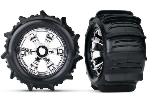 [ TRX-5672 ] Traxxas Paddle tires & wheels glued chrome-TRX5672 