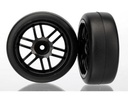 [ TRX-7376 ] Traxxas TIRES & wheels glued, rally wheels black met slick - TRX7376