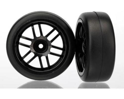 [ TRX-7376 ] Traxxas TIRES & wheels glued, rally wheels black met slick - TRX7376