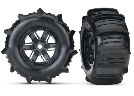 [ TRX-7773 ] Traxxas Paddle tires & wheels glued black - TRX7773