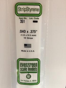 [ EG351 ] Evergreen styrene strip 1,0x9,5x610mm (10s.)