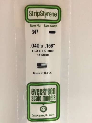 [ EG347 ] Evergreen styrene strip 1,0x4,0x610 mm (14st.)