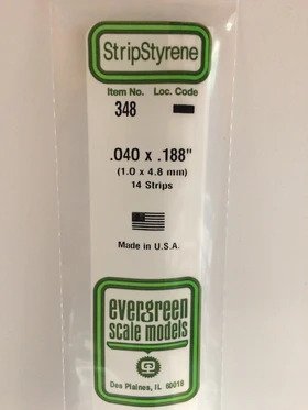[ EG348 ] Evergreen styrene strip 1,0 x  4,8 x 610 mm (14st.)