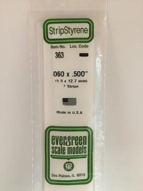[ EG363 ] Evergreen styrene strip 1.5x12.7mmx610mm  7st