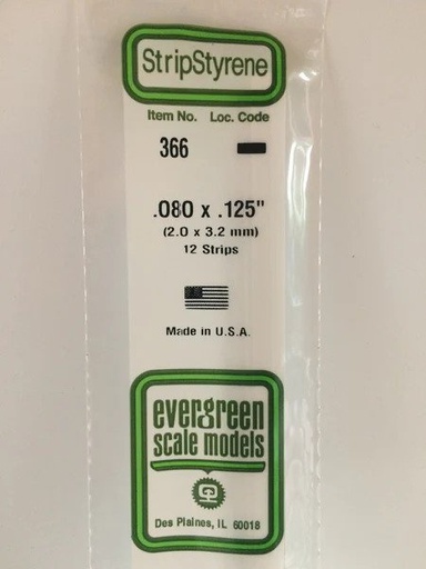 [ EG366 ] Evergreen styrene strip   2,0x3,2x610mm (12s.)