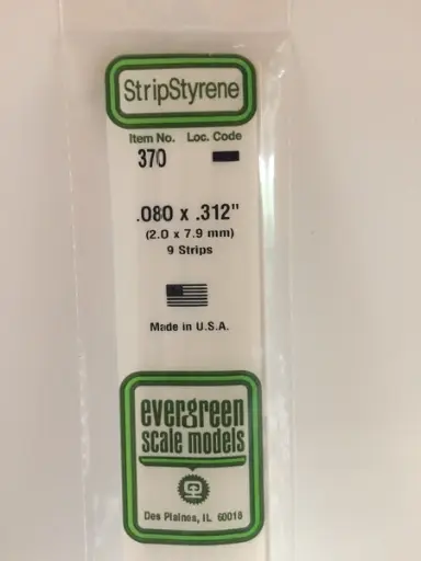 [ EG370 ] Evergreen styrene strip 2,0x7,9x610 mm ( 9pcs)