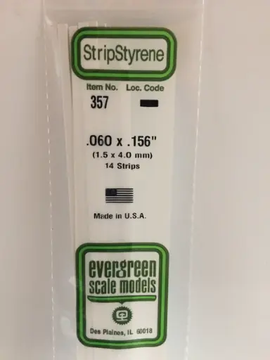 [ EG357 ] Evergreen profilés carrés en styrène 1,5x 4,0x610 mm (14s.)